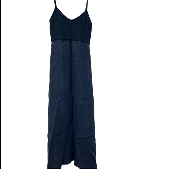 Loup The Knitted Slip Maxi Dress Medium Mixed Media Navy Sleeveless Boho NWT - Picture 1 of 9